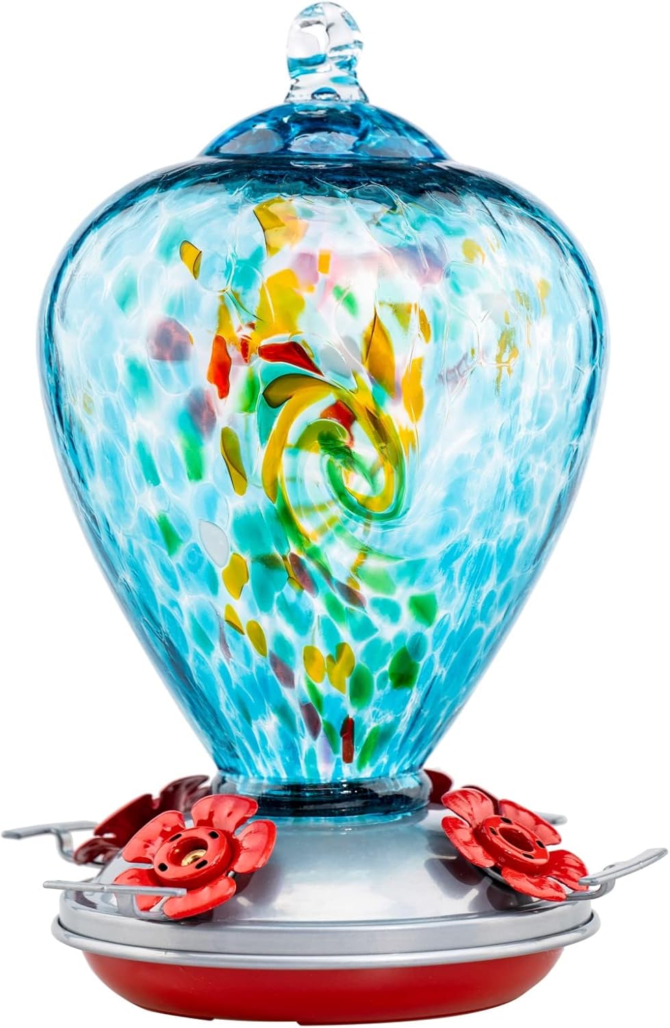 Unique Blown Glass Hummingbird Feeders for Outdoor Decor