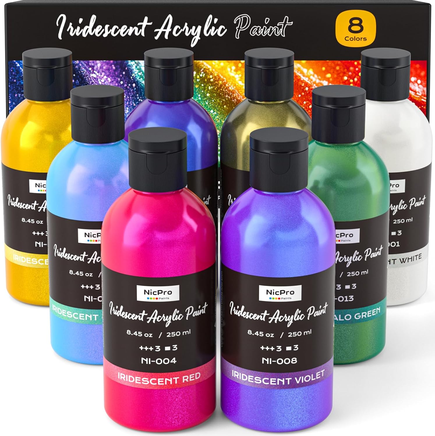Nicpro Iridescent Acrylic Paint Set for Stunning Art Projects
