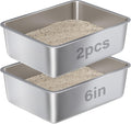 Stainless Steel Litter Box - 6in High Sided Metal Pan for Cats