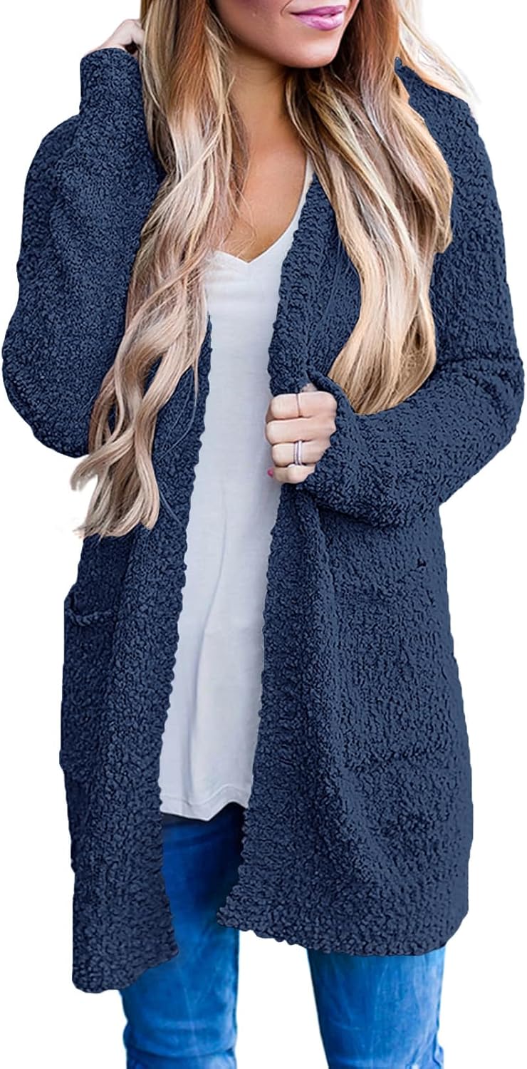 MEROKEETY Women's Long Sleeve Soft Chunky Knit Cardigan Coat