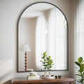 Arched Bathroom Mirror 36x48 in - Black Aluminum Frame Vanity Mirror