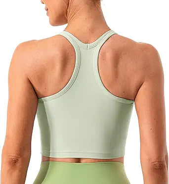 Lavento Women's Racerback Sports Bra Yoga Crop Top with Built in Bra