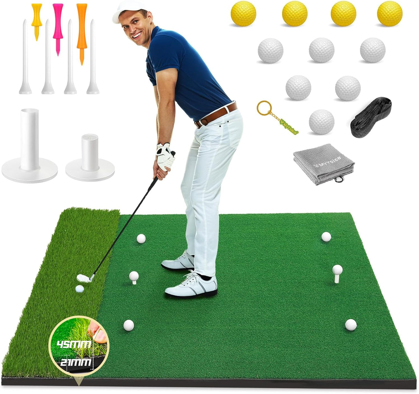 Ultimate Golf Practice Set - Durable 5x4ft Mat