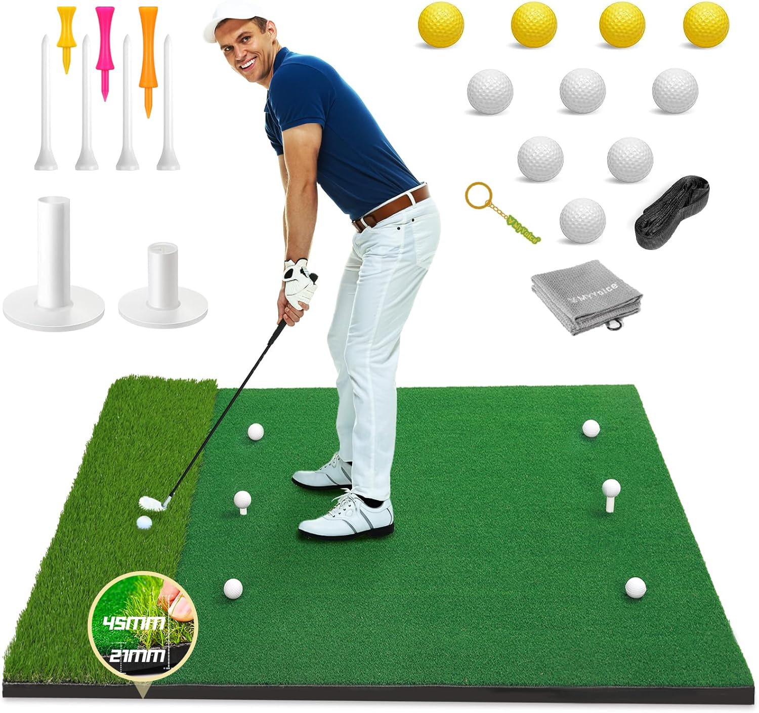 Ultimate Golf Practice Set - Durable 5x4ft Mat