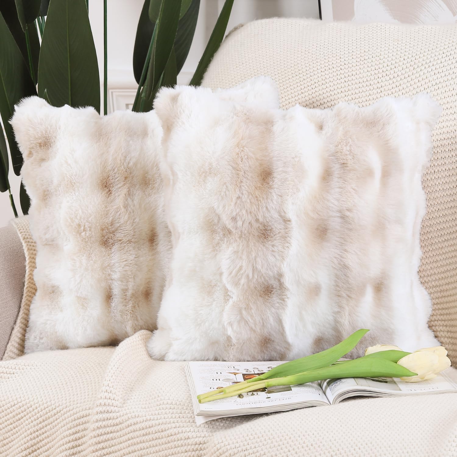 Thick Plush Wool Throw Pillow Covers for Cozy Home Decor
