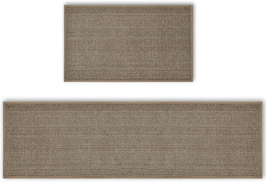 Washable Non-Skid Rubber Kitchen Rugs Set of 2 for Home Decor