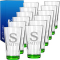 Personalized Beer Glasses Set of 12 Engraved Green 16oz Pint Glasses