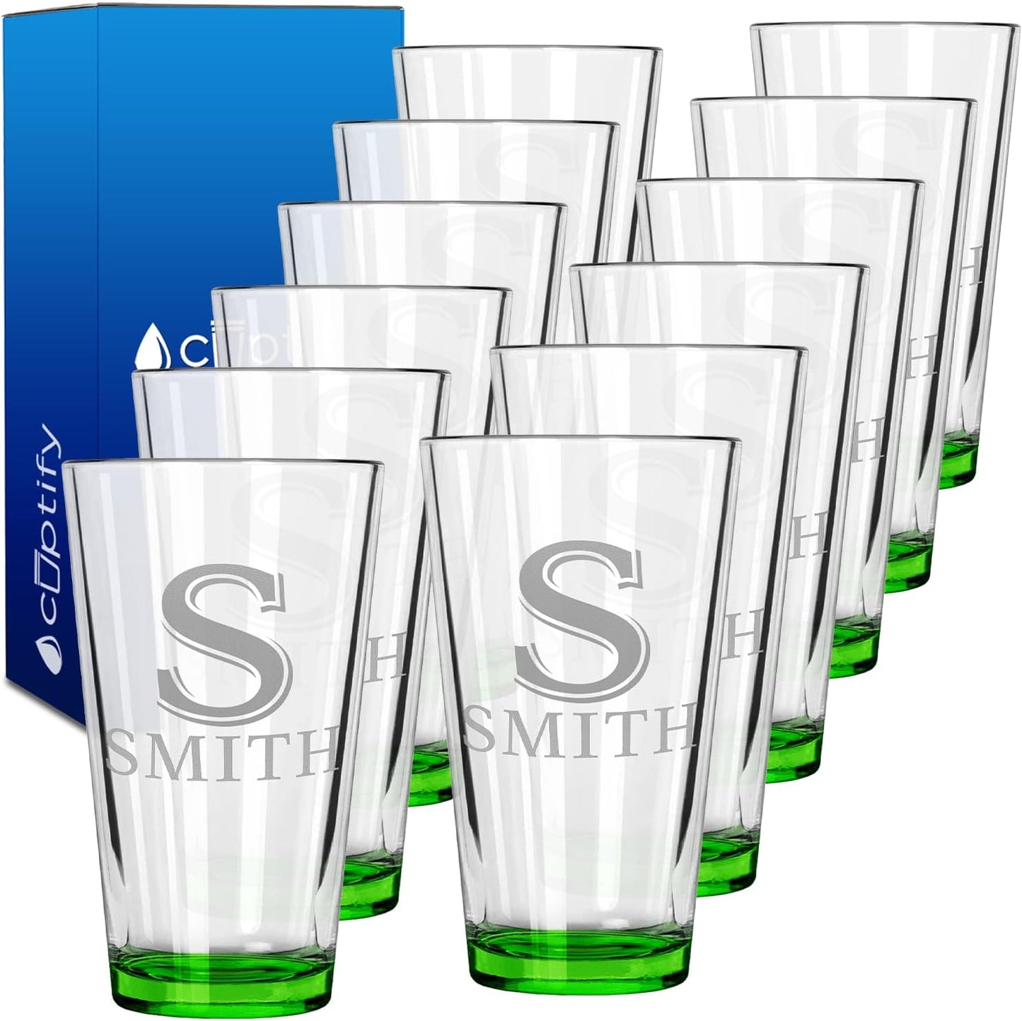 Personalized Beer Glasses Set of 12 for Custom Drinking Gifts