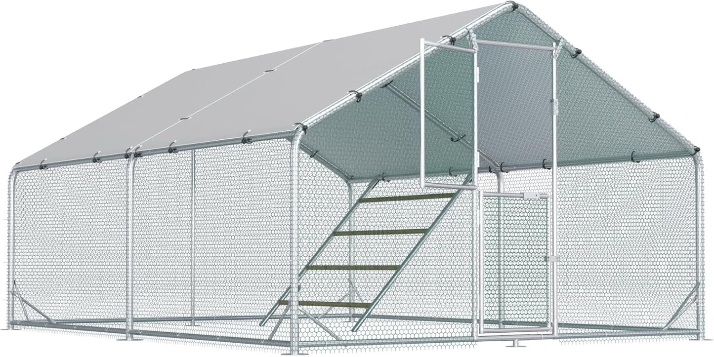 Large Chicken Coop with Feeding Door for 10-20 Chickens