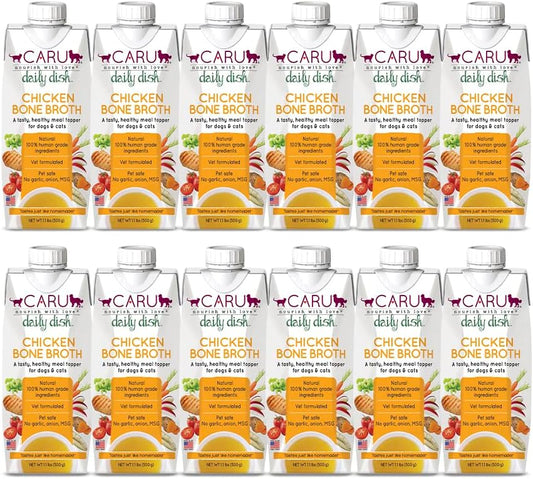 Caru Daily Dish Chicken Bone Broth Meal Topper for Pets