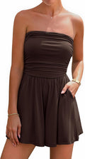 Summer Womens Strapless Romper - Flowy Tube Top Beach Jumpsuit