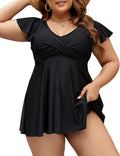 Plus Size Tankini Swimsuit Swim Dress - Tummy Control Two-Piece Sets