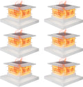 Solar Post Cap Lights 6 Pack Flickering Flame - Outdoor Decor
