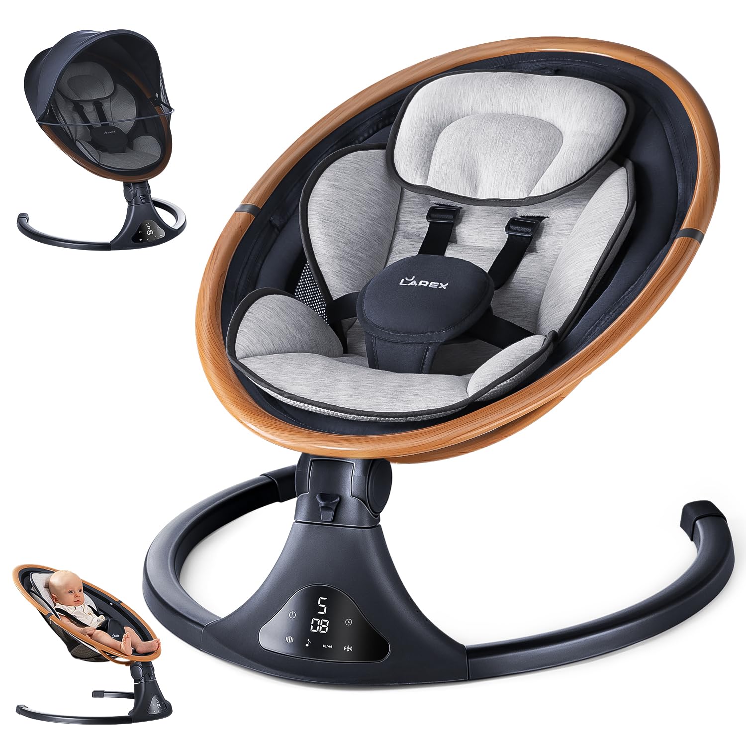 Larex Electric Baby Swing: Remote Control, 5 Speeds, 3 Seat Positions!