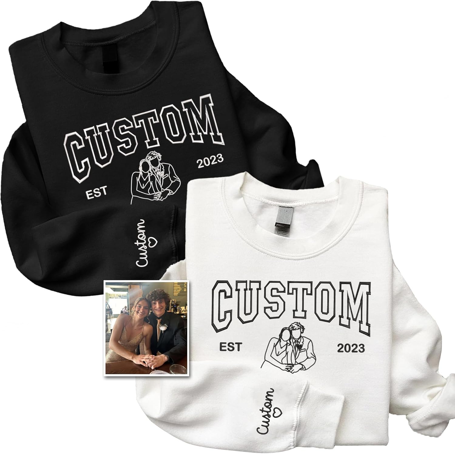 Personalized Couple's Embroidered Hoodies - Parahouse