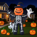 8FT Halloween Inflatable Pumpkin Skeleton with Ghosts - Fast Inflate