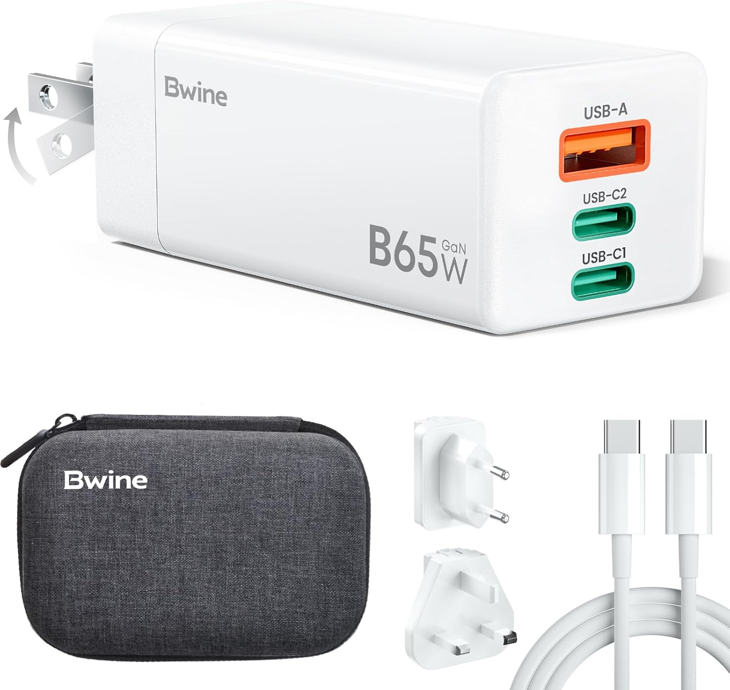 Bwine 65W USB C Charger: Fast Charging Travel Adapter Kit