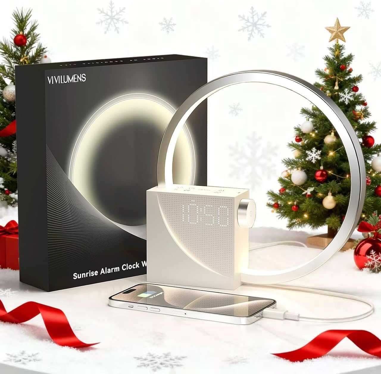 Vivilumens Sunrise Digital Alarm Clock with White Noise Sounds