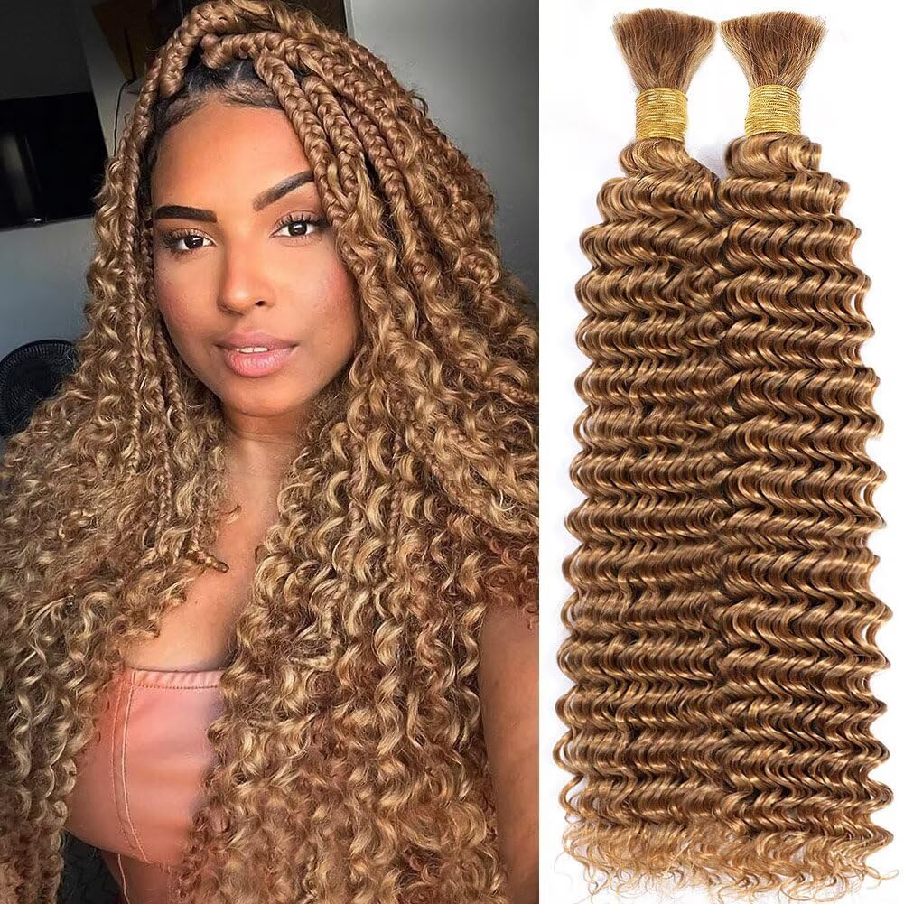 Human Braiding Hair for Boho Braids 16 Inch Honey Blonde Curls