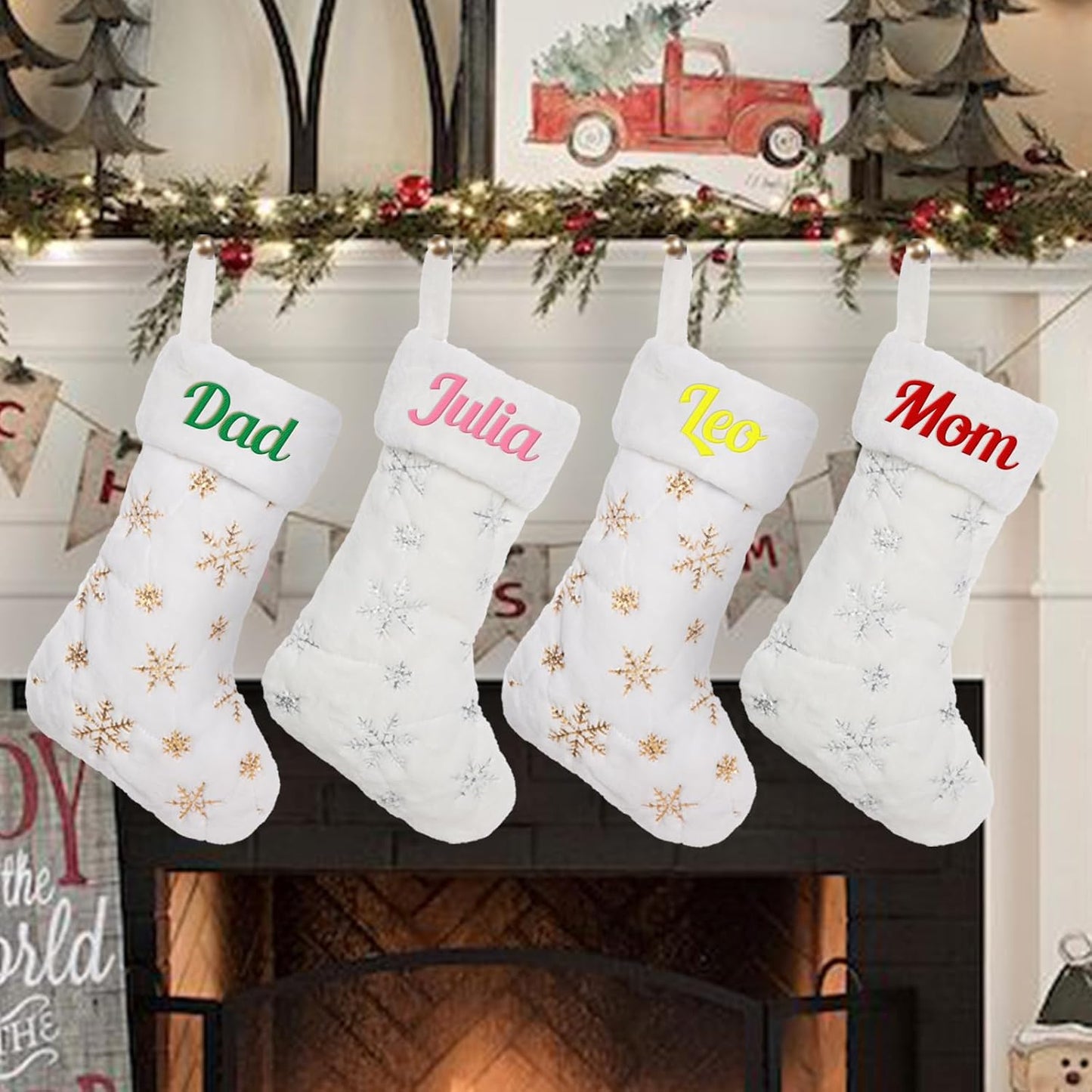 Personalized Christmas Stockings for Kids - Large Faux Fur Design