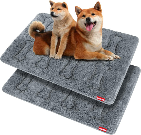 Soft Plush Dog Bed Crate Mat 2 Pack for Ultimate Comfort