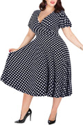 Nemidor Plus Size V Neck Midi Dress for Curvy Women (Style 8VKD)