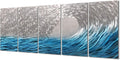 Yihui Arts Metal Wall Art Silver Sea Waves 3D Sculpture - Coastal