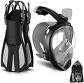 Full Face Snorkel Mask Package with Fins & Camera Mount - Panoramic