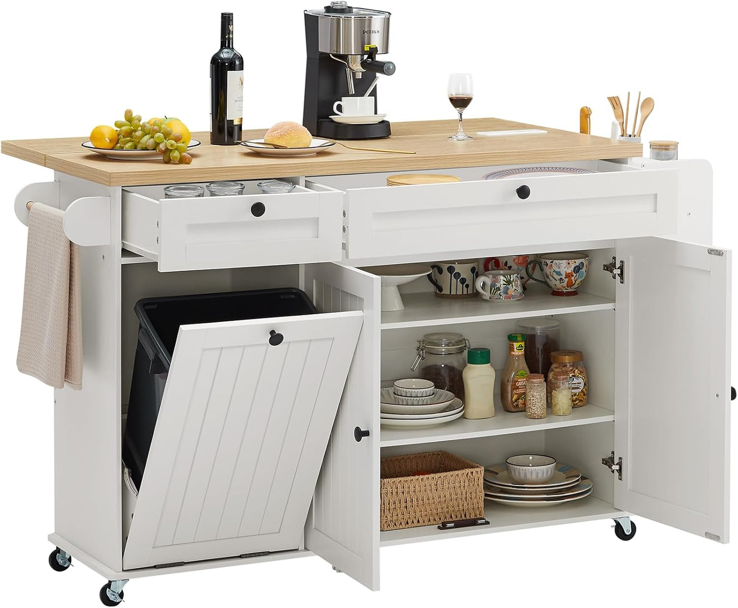 60 Kitchen Island with Power Outlet & Drop Leaf for Your Home