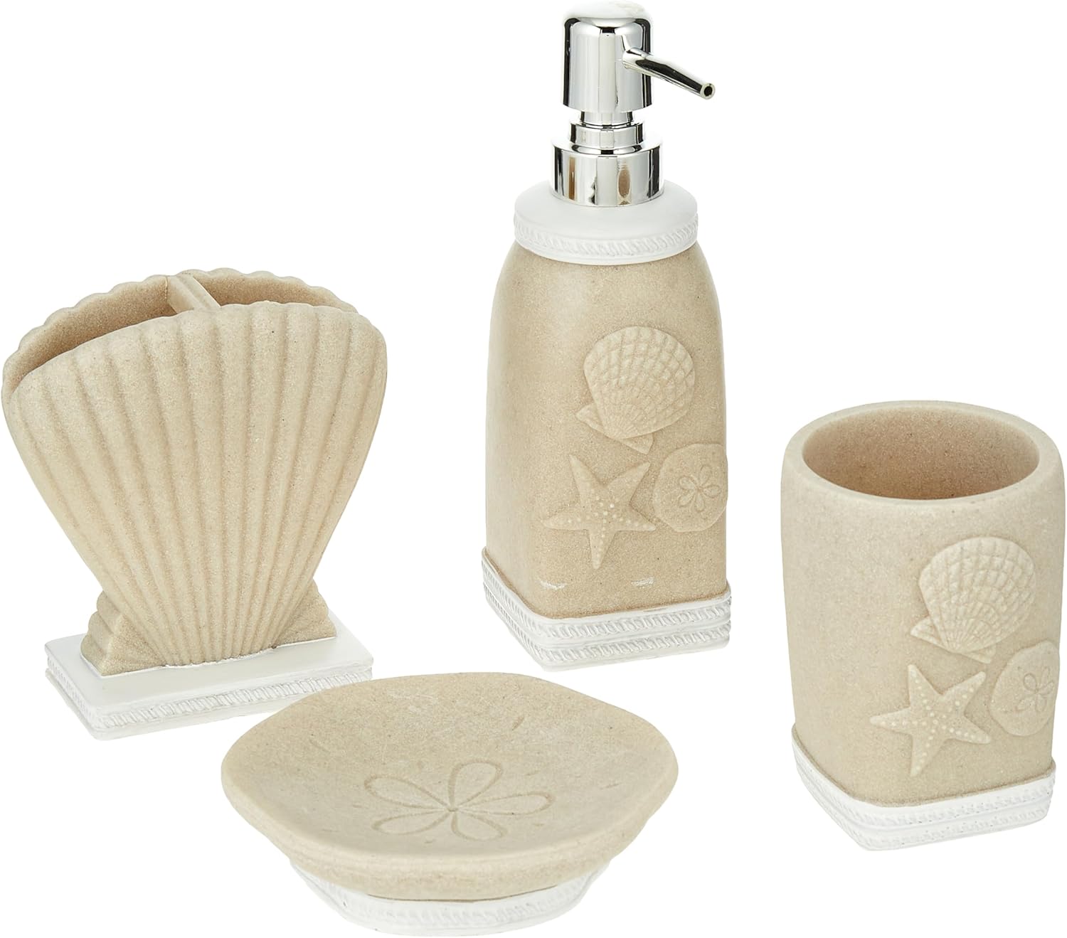 Unique Coastal Bathroom Accessories 4 Piece Set for Modern Decor