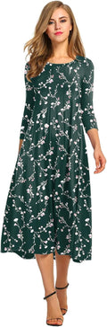 HOTOUCH Women's 3/4 Sleeve A-line Flare Midi Dress (Style 2LZ2)