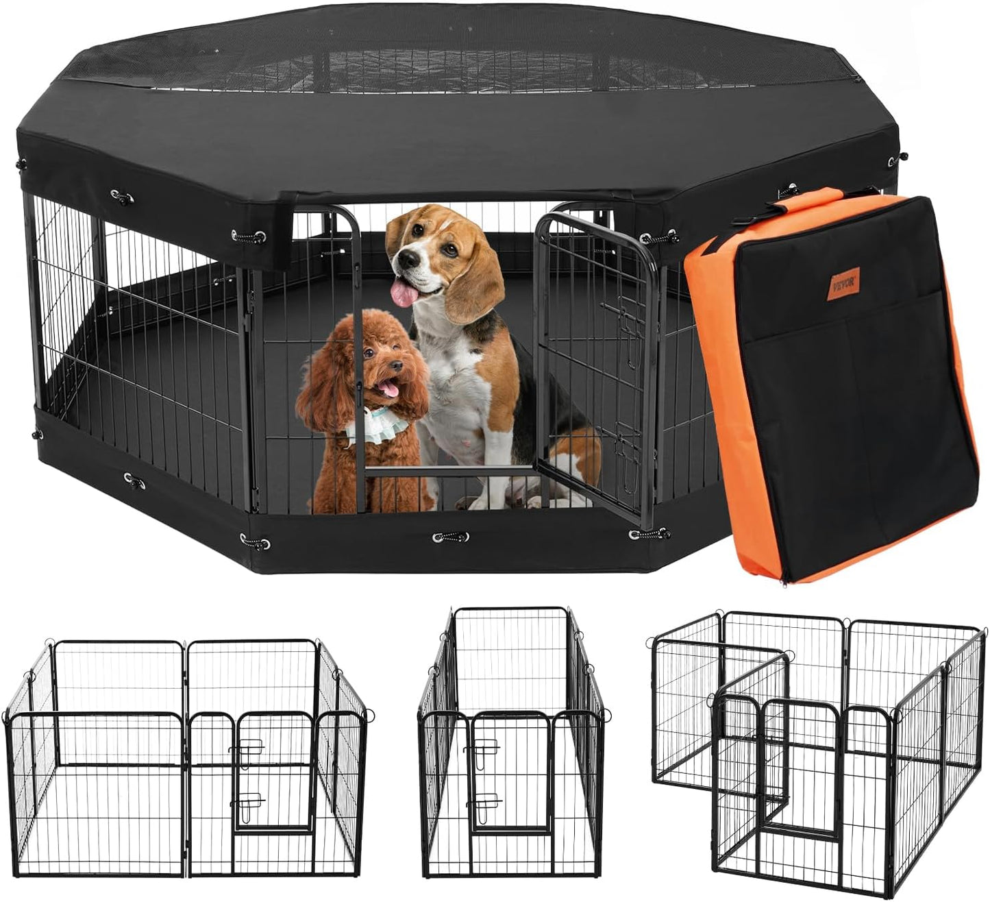 VEVOR Foldable Dog Playpen - 8-Panel Metal Pet Exercise Pen