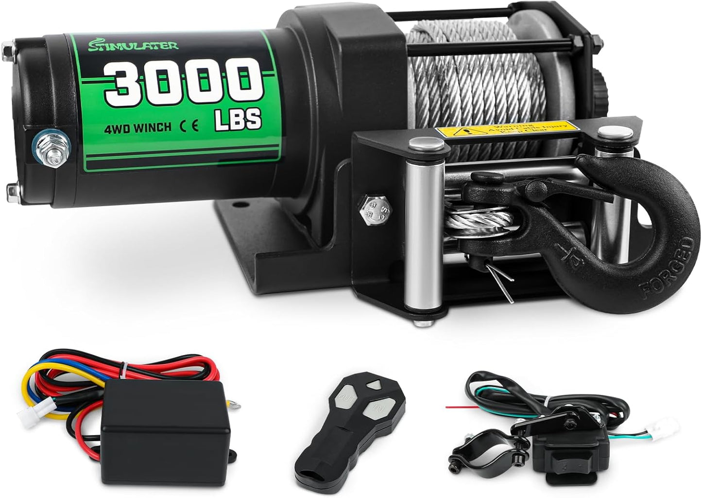 3000lb ATV Winch with Wireless Remote and Manual Switch