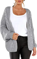 Open Front Chunky Knit Cardigan Sweater - Cozy Relaxed Fit