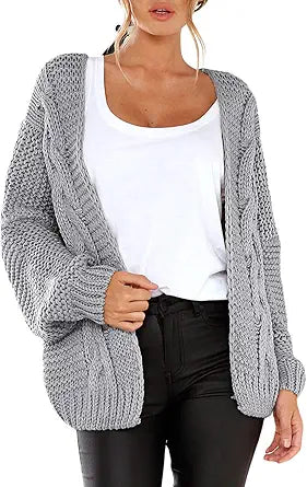 Astylish Womens Open Front Long Sleeve Chunky Knit Cardigan