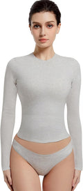 Long Sleeve Shirts for Women Crewneck Basic Tees Fitted Crop Tops 90%