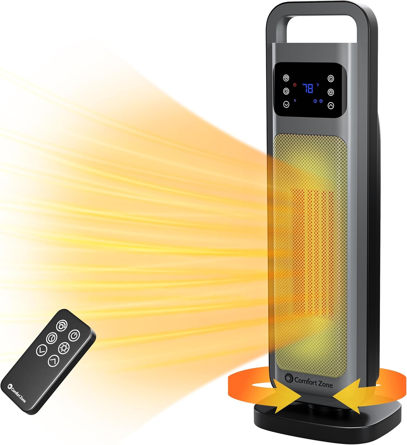 Cozy 1500W Room Heater: Remote, Thermostat, 24H Timer