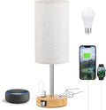Fenmzee Touch Table Lamp Cream, 17.4in Medium - 3-Way Dimmable USB/C
