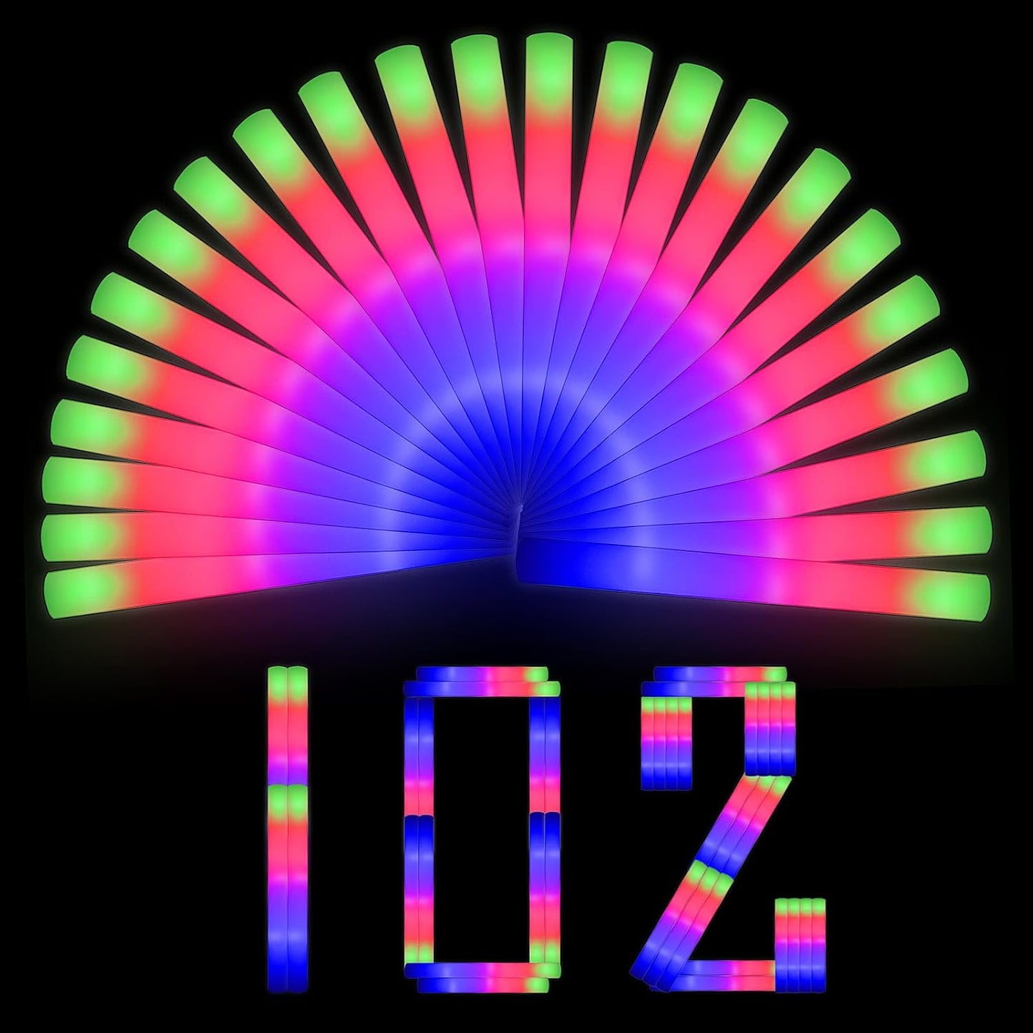Glow Sticks Bulk 102pcs Colorful Flashing Light Up Sticks