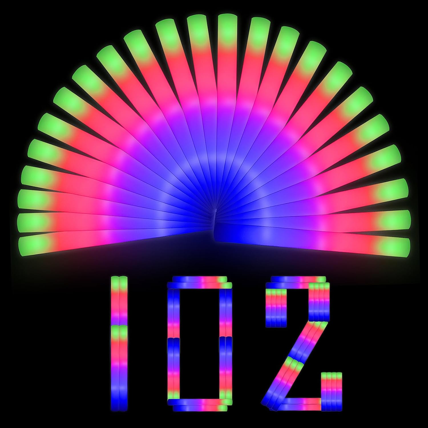 Glow Sticks Bulk 102pcs Colorful Flashing Light Up Sticks