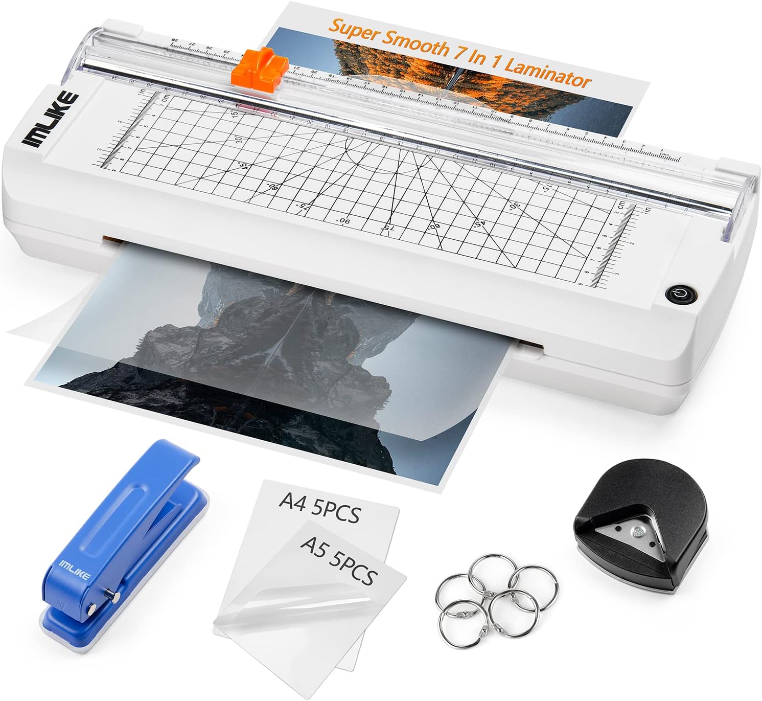 IMLIKE 6-in-1 Laminator Set: Hot Laminate, Trim, Bind & Punch!