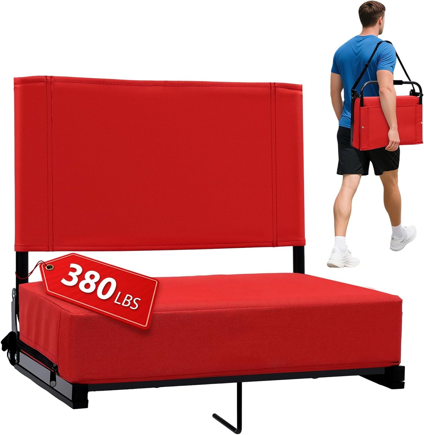 Padded Portable Bleacher Seat with Back Support for Comfort