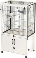 Furniture Cat Cages Indoor with Hidden Litter Box Enclosure - White