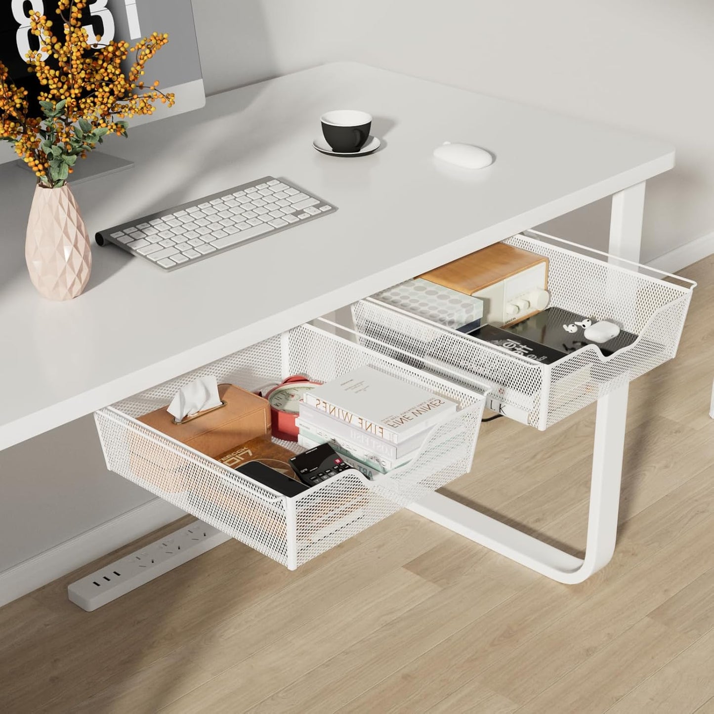 Under Desk Storage Solution - 2 Pack Self Adhesive Drawers