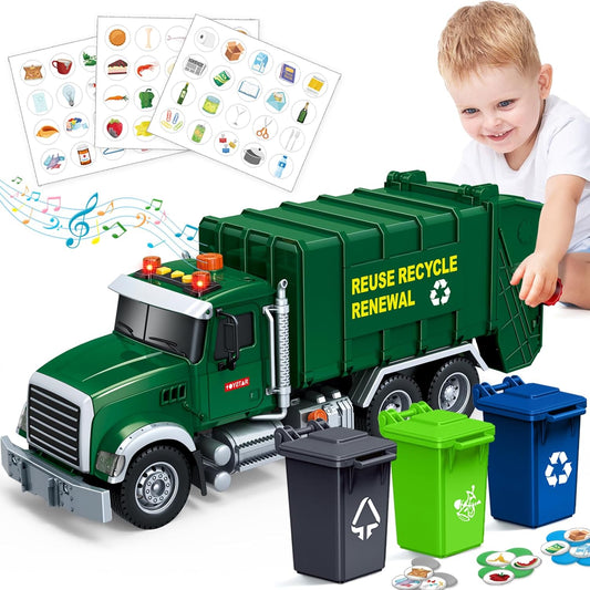 Kids Toys for 3 to 8 Years Old, 15in Friction Garbage Truck