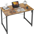 32 in Small Home Office Desk in Deep Brown - Compact Modern Desk