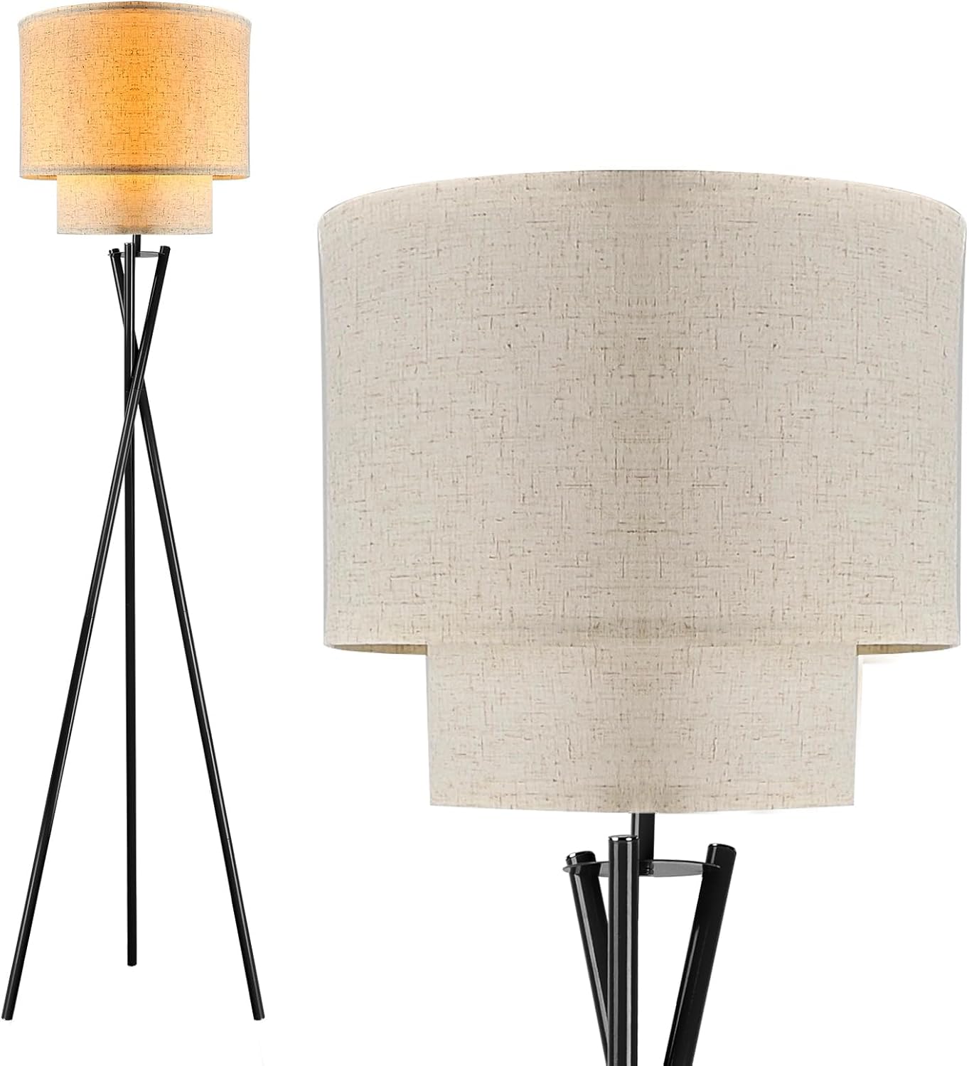 Lightdot Black Tripod Floor Lamp for Modern Living Room Decor