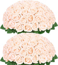 50 Pcs Champagne Roses Artificial Flowers for Romantic Decor