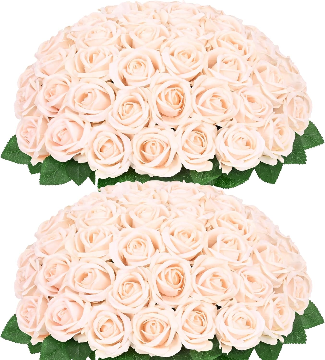50 Pcs Champagne Roses Artificial Flowers for Romantic Decor
