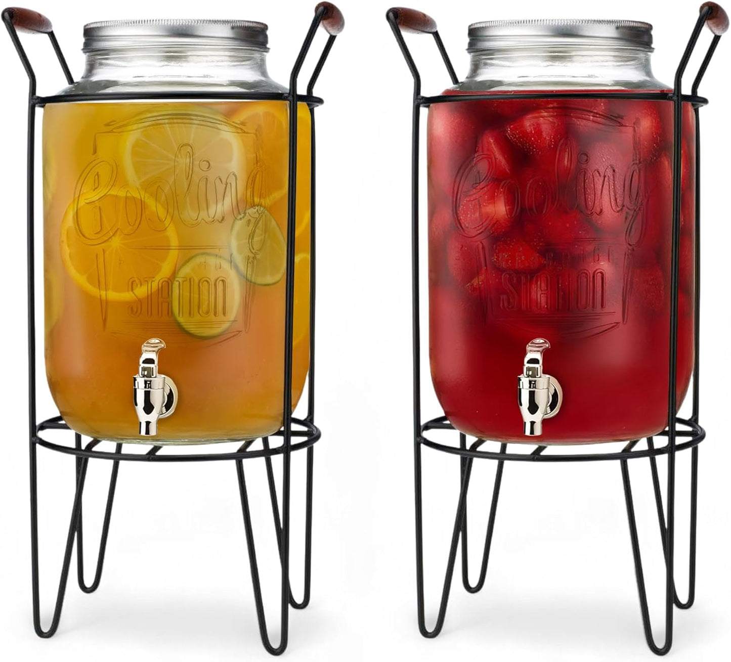 2 Gallon Drink Dispensers for Parties with Stand - 2 Pack